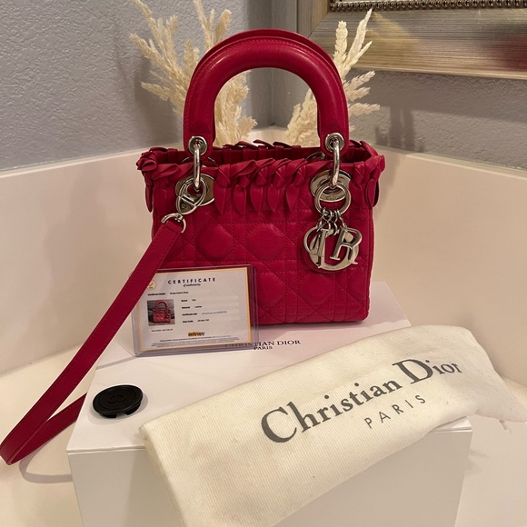 🎀Christian Dior Lady Dior Bag Bow Cannage Quilt Lambskin LIMITED EDITION - Picture 8 of 17